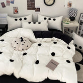 Hooux Simple Style Bed Linen Set Towel Embroidered Quilt Cover Set Breathable Bedding Queen Size Bedsheet Set Home Bedclothes 이불세트