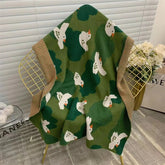 Hooux Cartoon Bird Knitted Blanket Office Shawl Nap Blanket Simple Modern Air-conditioning Blanket Casual Sofa Towel Blanket