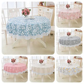 Hooux Flower Round Table Cloth Waterproof Pastoral PVC Plastic Kitchen Tablecloth Oilproof Decorative Elegant Fabric Table Cover