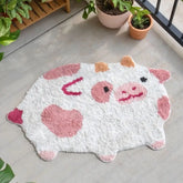 Hooux Cute Cows Multicolor Rug Digital Printing Technology Simple Housewarming Gift Handmade Non-Slip Decorative Carpet