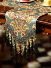 Hooux Jacquard Tassel Table Runners Polychrome Flowers Luxury Tablecloth Dinner Home Hotel Bed Runner Wedding Decoration Table Flags