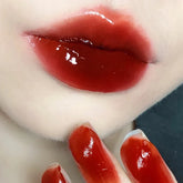 Hooux Cherry Pink Mirror Water Lip Gloss 10 Colors Transparent Glass Lip Oil Waterproof Liquid Lipstick Nude Brown Clear Tint Makeup