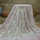 Hooux Small Sequin Embroidered Pearl Fabric Fashion Wedding Clothing Fabric Evening Party Embroidered Beaded Sequin Background Cloth Tablecloth Cover Decoration