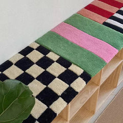 Hooux Handmade Tufting Seat Cushion Mat Soft Square Geometric Grids Chair Sofa Pad Hanging Wall Decoration Tapestry Home Office Decor