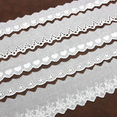 Hooux (3 Yards/lot) Cotton Lace White Embroidery Sewn Clothing Textile Fabric Woven Ribbon DIY Decoration Wedding Home Stickers