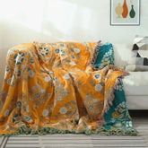 Hooux Textile City Cotton Gauze Flower Language Tassel Sofa Towel Double-sided Four Season Sofa Cover European Style Blanket Towel