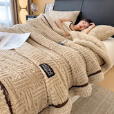 Hooux New Half Sides Fleece Autumn Winter Blanket Soft Fluffy Maternal and Child Grade Bed Blankets Warm Breathable Sofa Cover Blanket