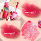 Hooux Clearance Water Glitter Lip Oil Honey Liquid Lipstick Plumper Lip Glaze Tint Crystal Clear Texture Lip Gloss Korean Makeup
