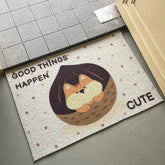 Hooux Cute PVC Squirrel Doormat Cuttable Cartoon House Entrance Welcome Mat Rug Carpet Anti Dust Pad Outdoor Aesthetic Home Room Decor