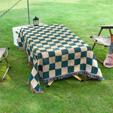 Hooux Leisure Retro Checkerboard Plaid Sofa Cover Knit Throw Blanket Chair Sofa Table Cloth Floor Carpet Nap Shawl Bedspread HomeDecor