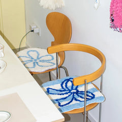 Hooux Cute Tufting Bowknot Seat Cushion Korean Style Soft Round Square Floral Bowtie Chair Sofa Pad Home Office Cozy Decor 40x40cm