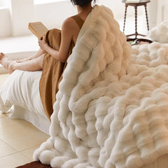 Hooux Tuscan Imitation Fur Blanket for Winter Warmth Super Comfortable Bed Blankets High-end Warm Winter Blanket for Sofa 130x160CM