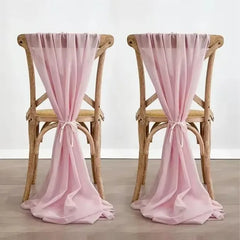 Hooux 10pcs Chiffon Chair Sashes 30X270cm Bow Tie Ribbon Knot Cover Seat Back Belt Hotel Banquet Country Wedding Party Event Decor