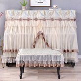 Hooux Decorative Piano Cover with Silk Embroidery Minimalist Fabric Lace Dust Cover Do Not Remove Piano Cover for Household Use