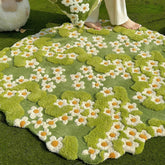 Hooux Garden Flowers Wool Carpet Green Series 3D Forest Art Sofa for Living Room Bedroom Coffee Table Soft Floor Mats Decor