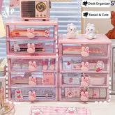 Hooux Desktop Storage Box Organizer Student Drawer Box Pen Holder Cute Office Childrens Hair Accessories Stationery Rack Organizer Box