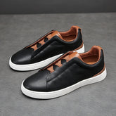 Hooux Men Casual Shoes genuine leather Handmade Lace-up Flat Shoes Men Black office Work Shoe Business Casual Sneakers Men Shoes