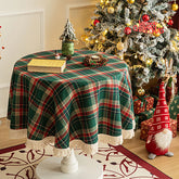 Hooux Christmas Tablecloth Red Green Plaid Cotton Table Cloth Vintage Dining Table Cover For Home Party Birthday Christmas Decor