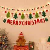 Hooux LED String Light DIY Handmade Decorated Merry Christmas Holiday Hanging Home Room Background Pull Flag Banner Christmas Pendant