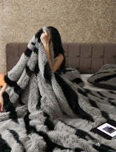 Hooux American Style Light Luxury Faux Fox Fur Blanket Modern Simple Home Winter Warm Blanket Fashionable Sofa Lunch Break Blanket
