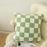 Hooux Checkerboard Plush Cushion Cover Knitted Car Sofa Throw Pillow Cover Caese Short Fleece Pillowcase Cushion for Sofa Bed Decor