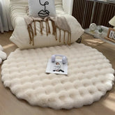 Hooux Fluffy Faux Rabbit Fur Floor Mats, Plush Round Rug, Bubble Shaped, Sofa Carpets for Living Room, Makeup Stool, Area Rugs, Winter