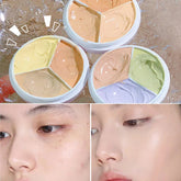 Hooux 3 colors Concealer Dark Circles Corrector high coverage Green Nose Contour Shading Cream Palette Face Base Beauty Korean Makeup