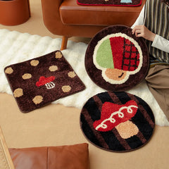 Hooux Lovely Tufting Seat Cushion Mat Soft Round Square Mushroom Dots Chair Sofa Pad Home Office Warm Room Decor for Autumn Winter