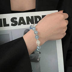 Moonlight Crystal Bracelet Opal Sea Blue Treasure Light Luxury Elastic Bracelet for Girls Women Fashion Gift Jewelry Accessories