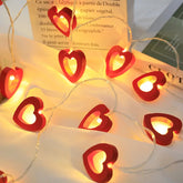 Hooux 10 LED Love Heart String Lights Valentine's Day Wood Light Garland Led Fairy Lights Wedding Party DIY Decorations Supplies Props