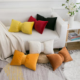 Hooux Ins Bowknot Waist Pillow Case Cute Princess Soft Velvet Cushion Cover Nordic Sofa Chair Decorative Pillow Cover 30X50Cm