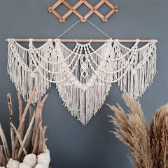 Hooux Large Macrame Tapestry Handwoven Bohemian Tapestry Wall Hanging Boho Decor Living Room Bedroom Background Decoration