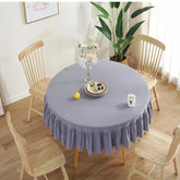 Hooux White Tablecloth Pure Color Round Table Cloth Cotton Linen Lace Ruffled Kitchen Dining Wedding Tables Cover Room Decor mat