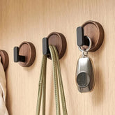 Hooux Self-adhesive Solid Wooden Hook Walnut Key Decorative Towel Holder Hook Door Hanger Wall Coat Rack Kitchen Bathroom Organizer