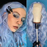 Hooux Long Curly Wavy Wig Synthetic Lace Front Wig Water Wave Natural Hair Blonde Colored 13X4 Frontal Wigs for Women Party Cosplay
