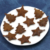 Hooux (5 pieces/pack) 4.5cm Retro Rusty Christmas Bell Decoration Star Horn Bell New Year Festival Decoration Pendant DIY