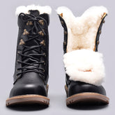 Hooux Natural Wool Winter Boots Warmest Handmade Men Winter Shoes Genuine Leather Snow Boots