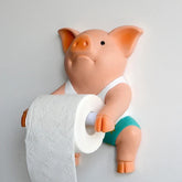 Hooux Bathroom AccessoryPVC Pig Style Toilet Paper Holder Punch-Free Hand Tissue Box Household Paper Towel Holder Reel Spool Device