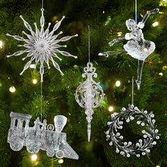 Hooux Xmas Tree Transparent Snowflake Hanging Ornaments Acrylic Pendant 2024 Christmas Decoration for Home Navidad Gifts New Year