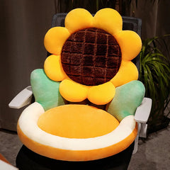 Hooux Cartoon seat cushion semi-enclosed backrest butt cushion office chair seat cushion waist protector flower futon floor cushion