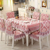 Hooux Antiskid Jacquard Pattern Double Vertica Edge Lace Chair Cover Flowe design Double hem tablecloth Table decoration tablecloth