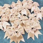 Hooux (15pcs/pack) Size 7cm Pink Gold Dust Ribbon Bow Handmade Crafts DIY Gift Wrapping Decoration Wedding Party Supplies