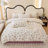 Hooux Spring and summer pure cotton small fresh four-piece set, bedding sheet quilt cover, cotton student dormitory three-piece set