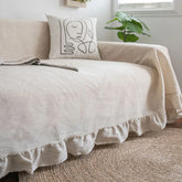 Hooux Ruffles Sofa Towel Polyester Hemp Printing Pastoral Multi-functional Cover Pleat Thick Plain Retro Couch Cover Home Decorate