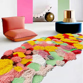 Hooux Handmade Wool Carpet Floral Design Irregular Living Room Area Rug Modern Ins Long Bedside Carpets Soft Fluffy Bedroom Rugs