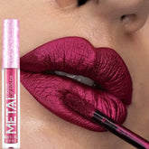 Hooux Matte Glitter Liquid Lip Gloss Makeup Waterproof Non-stick Cup Metal Lipstick Set Lasting Shiny Lip Color Tone Charming Lipstick