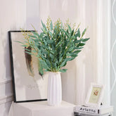 Hooux Silk Artificial Willow Bouquet Fake Green Leaves for Wedding Home Garden Vase Decoration Jungle Party DIY Plants Wreath