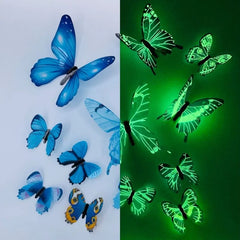 Hooux New 12Pcs Fashion 3D Luminous Butterfly Creative Wall Sticker For DIY Wall Stickers Modern Wall Art Home Decorations DIY Gift