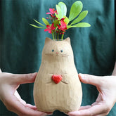 Hooux Handmade Cat Vase Ornaments Cartoon Love Cat Statue Resin Figurine Home Living Room Table Flower Arrangement Flower Pot Decor