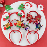 Hooux Christmas Headband Kids Adult Santa Claus Elk Xmax Tree Hair Accessories Photo Props Christmas Decoration 2024 New Year Gifts